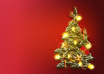Red background for Merry Christmas and happy New Year - Vector