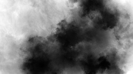 Black smoke on isolated white background. Texture overlays. Design element.