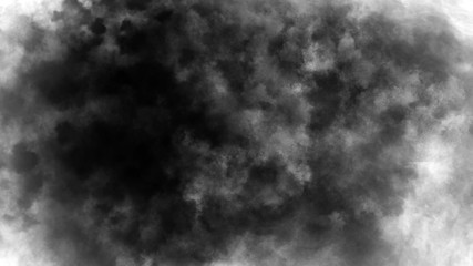 Black smoke on isolated white background. Texture overlays. Design element.