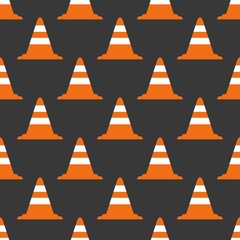 Simple traffic cone seamless pattern, flat vector illustration. - 301935885