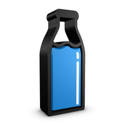 Milk Bottle - Black And Blue 3D Illustration - Isolated On White Background