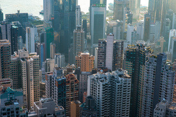 Obraz premium Hong Kong, Hong Kong - November 6 2019 : Hong Kong cityscape, view from mountains