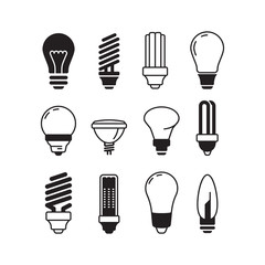 Bulb icons. Lights energy modern lamp vector bulb collection. Illustration light bulb power, energy save efficient