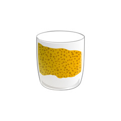 Chia seed pudding. Healthy vegan snack in glass. Vector illstration isolated on white background.