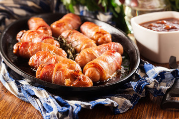 Pigs in blankets in baking dish