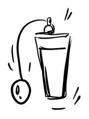 Icon jar with essential oil, perfume, cosmetics. Hand-drawn