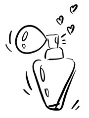 Icon jar with essential oil, perfume, cosmetics. Hand-drawn