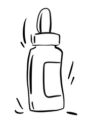 Icon jar with essential oil, perfume, cosmetics. Hand-drawn