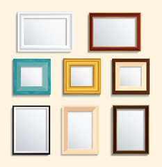 set of isolated picture frame on wall vector illustration EPS10