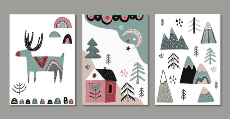 Vector set of greeting cards, posters in scandinavian style. © Andrei