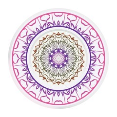Decorative round ornament. Frame decoration with floral mandala. Vector illustration