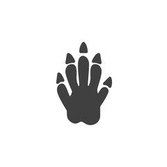 Raccoon paw print vector icon. filled flat sign for mobile concept and web design. Raccoon animal footprint glyph icon. Symbol, logo illustration. Vector graphics