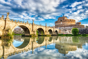Fototapeta na wymiar Saint Angelo Castle on a Sunny Day, Castel Sant Angelo in Rome