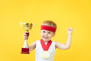 Funny kid sportsman