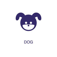 Dog element in flat simple style on white background. Dog icon, with text name concept template