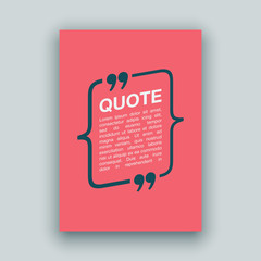 Quote speech bubble blank templates set. Text in brackets on flat paper, citation frames, quote bubbles. Textbox isolated on color background. Modern typography flat design cloud. Vector illustration.