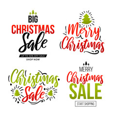 Set of Christmas and New Year text labels.