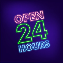Open Twenty four hours neon sign