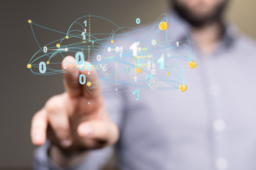 Business Man Hand Writing Social Network