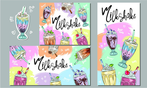Bubble tea cup design collection,Pearl milk tea , Yummy drinks, coffees and soft drinks with doodle style banner, Advertising design template, cafe or food truck menu. Fastfood menu template.