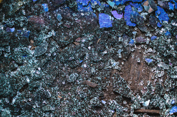 Broken glass on the construction of the second floor