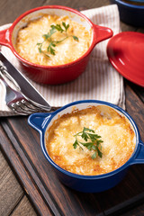 Stew pot with sausage and cheese
