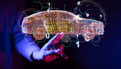 digital car technology smart in virtuel room