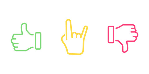 Obraz premium Thumbs up and Thumbs down. Like or dislike. Customer satisfaction. Like a Lot. Feedback concept customer.