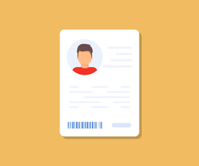 Personal info data icon. Identification Card Icon. Personal info data icon. User or profile card details symbol, identity document with person photo and text. Car driver, driving license, id card