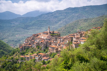 Fototapeta na wymiar Vista del borgo medievale di Apricale, Liguria, Italia
