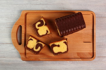 Chocolate Glazed Marble Loaf Cake