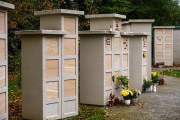 Urnengräber mit Blumen