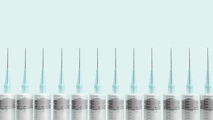  injection needle on blue pastel background 3d rendering for medical content.