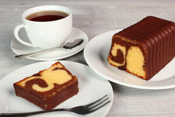Chocolate Glazed Marble Loaf Cake