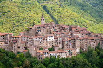 Fototapeta na wymiar View of the medieval village of Apricale, Liguria, Italy