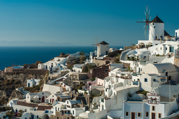 View of city of Oia Santorini Greece