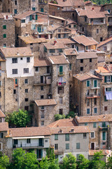 Fototapeta na wymiar View of the medieval village of Apricale, Liguria, Italy