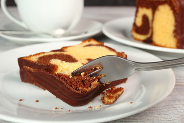 Chocolate Glazed Marble Loaf Cake