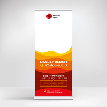Banner design, roll-up stand for advertising, conferences, seminars, poster template for placing photos and text. Creative background for presentation	