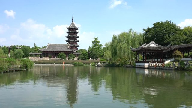 Suzhou,China-September 17, 2019: Ruiguang Tower in Nan Men, Suzhou, China