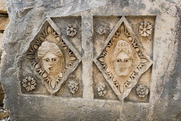 Ancient bas-relief in city Myra, Turkey