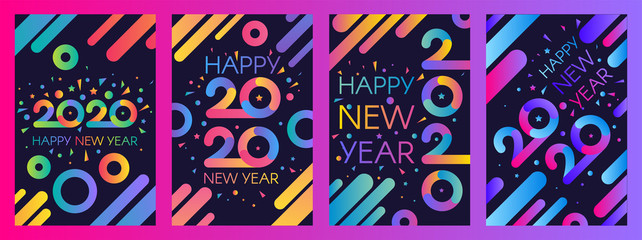 2020 New Year vector poster templates set