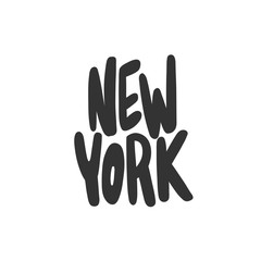 New York. Sticker for social media content. Vector hand drawn illustration design. 