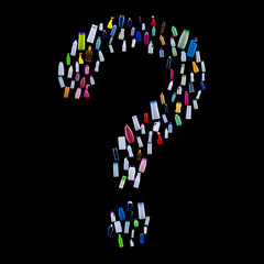 Question mark made of plastic waste bottles