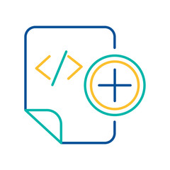 HTML tag adding blue and yellow thin line pictogram