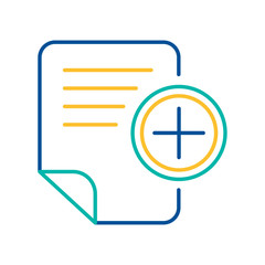 Obraz premium Office doc adding blue and yellow linear icon