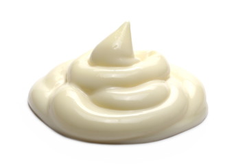 Mayonnaise swirly puddle isolated on white background