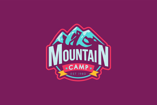 Mountain camp vector logo template