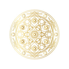 Golden abstract geometric mandala outline vector illustration
