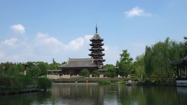 Suzhou,China-September 17, 2019: Ruiguang Tower in Nan Men, Suzhou, China